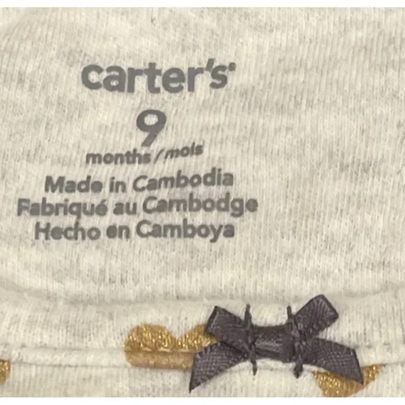 CARTERS Onesie with Gold Heart Accents - Picture 4 of 4